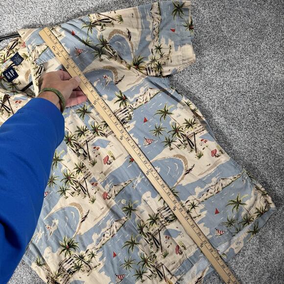 Vintage 90s Y2K GAP Hawaiian Shirt M Aloha Coastal Grandpa Resort Surf Skater - Picture 2 of 8